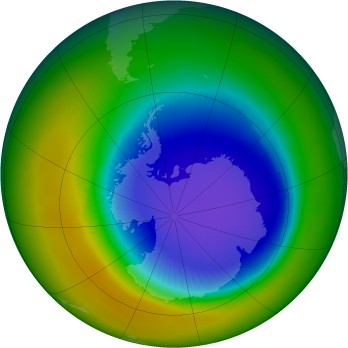 Antarctic ozone map for 2003-10